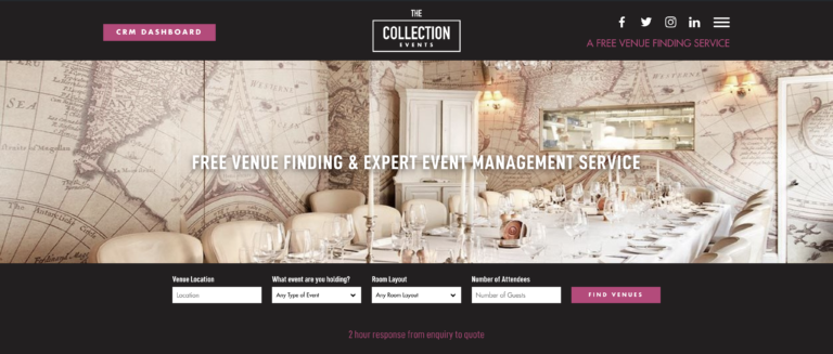 A screenshot of The Collection homepage