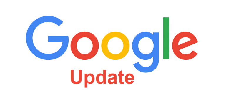 The Google logo against a white background, with the word 'Update' in red underneath
