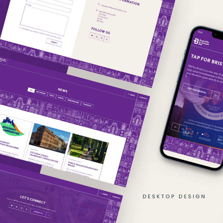 Mock mobile display - Temple BID