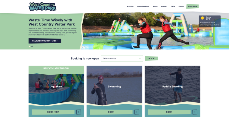West Country Water Park - Website view 
