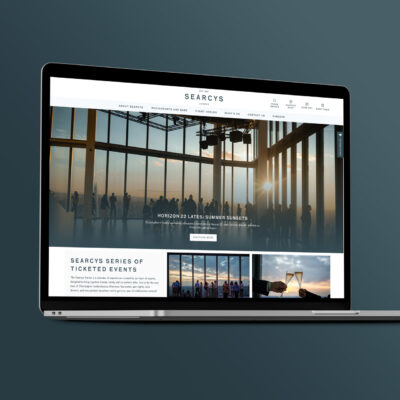 Searcy's large image themed website displayed on a laptop