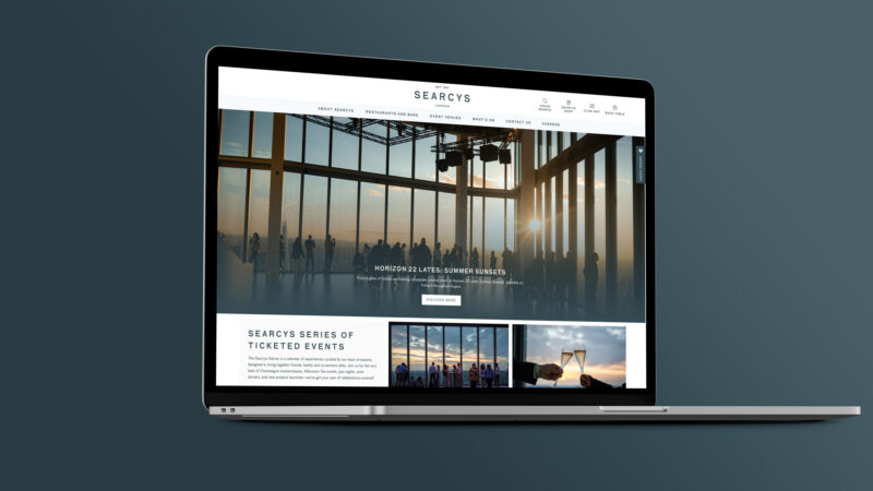 Searcy's large image themed website displayed on a laptop