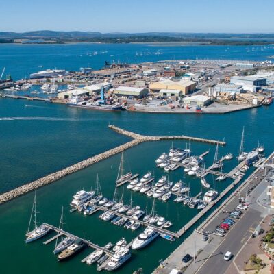 A view from the sky of the poole harbour